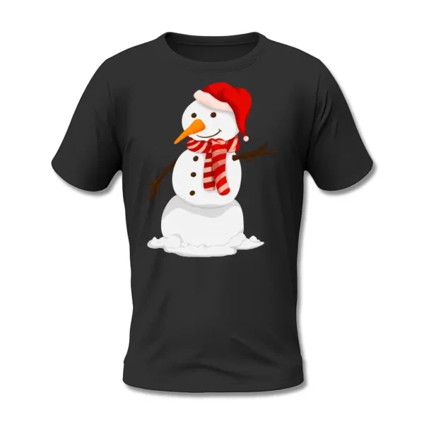 Świąteczny T-shirt BLACK z motywem bałwana